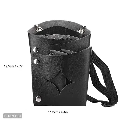 Hairdressing Scissors Holster, Professional PU Leather Hair Stylist Tools Bag Barber Scissors Shear Holster Scissors Organizer Waist Bag-thumb5