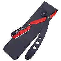 FLAME STAR Stainless Steel Professional Straight Edge Barber Razor with Changeable Blade for men ( Black  Red )-thumb2