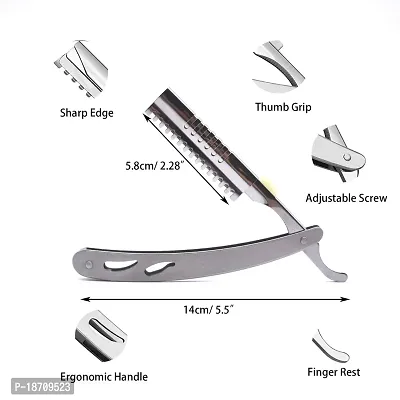 LEYMIGA Professional Hair Styling Thinning Texturizing Cutting, Straight Razors + 10 Replacement Blades-thumb2