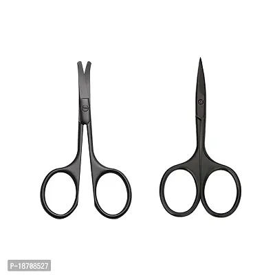 Janky Curved and Rouned Facial Hair Scissor for Men Black Mustache Nose Hair  Beard Trimming Scissors Safety Use for Eyebrows Stainless Stainless Steel Small Scissors