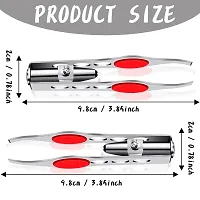 2 Pieces Tweezers with LED Light Hair Removal Lighted Tweezers Makeup Tweezers with Light for Women Precision Eyebrow Hair Removal Tweezers Stainless Steel Tweezers (Red)-thumb2