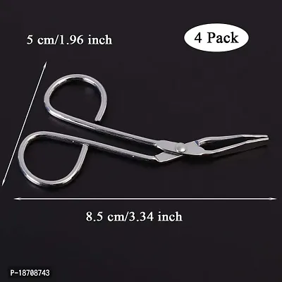 4 Pieces Curved Eyebrow Tweezer Stainless Steel Scissors Handle Tweezer Clip Facial Hair Plucker Eyebrow Remover Brow Shape Grooming Tools by NUOMI for Men and Women, Portable, Silvery-thumb2