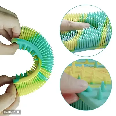 Silicone Body Scrubber Soft Body Brush for Use in Shower Gentle Exfoliating Loofah Silicone Scalp Massager 2 in 1 Bath and Shampoo Brush for Women Men Lathers Well Easy to Clean (Camouflage Green)-thumb3