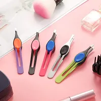 Chumia 5 Pieces Non-Slip Grip Tweezers Slanted Tip Stainless Steel Tweezer Wide Precision Tip Clip Tweezer for Ingrown Hair Eyebrow Shaping Splinter Blackhead Remover (Colorful Rubber Grip)-thumb3