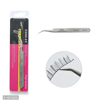 ESDELES Vetus Volume Tweezers Stainless Steel Eyelash Extension Tweezers Ultra Rigidity Curved Pro Tool 5B-SA-thumb5