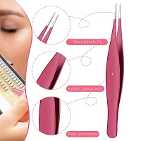 6 Pieces Pointed Tweezers Ingrown Hair Tweezers Precision Needle Point Tip Tweezers Stainless Steel Tweezers for Nose Facial Hair Eyebrow Blackhead Remover (Rose Red)-thumb2