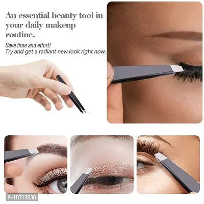 Tweezers, McoMce Tweezer, Eyebrow Tweezers Made of Stainless Steel, Ideal for Pesky Stray Hairs, Eyebrow Shaping, Double Eyelid Patches, Black-thumb5