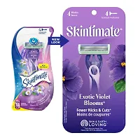 Skintimate Disposable Razor for Women, Exotic Violet Blooms Scented Four Bade Razor, 4 Count-thumb2