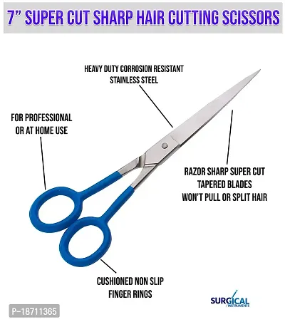 7 Ultra Sharp Professional Straight Barber Scissors, Stainless Steel Hair Cutting Shears For Men  Women w/Soft Easy Grip Handles-thumb5
