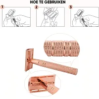 LAGIPA Double Edge Safety Razor with 10pcs Blades, Rose Gold Safety Razor For Women Men, Metal Single Blade Razor Fits All double Edge Blade, Reusable Razor, Eco Friendly Wet Shaving-thumb2