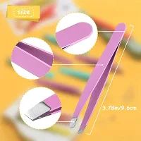 16 Pieces Slanted Tweezers, Eyebrow Slanted Tip Tweezers Precision Stainless Steel Eyebrow Tweezers for Eyebrows, Ingrown Hair, Facial Hair and Lash Extension (Orange, Purple, Blue, Yellow)-thumb1