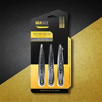 Man Made: Set of 3 Precision Tweezers, For Beards, Mustache and Eyebrows, Tweezers, Pointed Tip, Slanted Tip, and Flat Tip Become a Better Man (Yellow)-thumb2