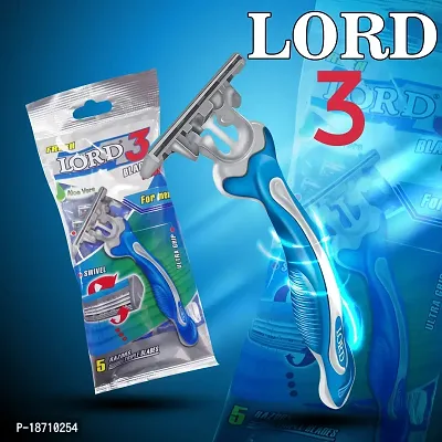 LORD Triple Plus 3 Blade Disposable Razor for Men, Pack of 5-thumb3