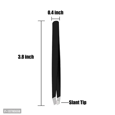 Slant Tweezers - Professional Stainless Steel Slant Tip?Precision Eyebrow Tweezers For Your Beauty(Single-Black)-thumb2