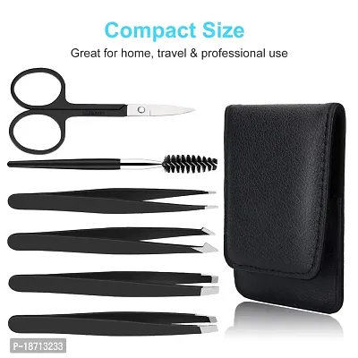 6PCS Professional Eyebrow Tweezers Set for Women and Men, Premium Stainless Steel Tweezer Kit, Best Tweezers Precision for Ingrown Hair, Facial Hair, Eyebrows Plucking-thumb2