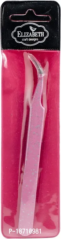 Elizabeth Crafts Pink Glitter Fine Pointed Tweezers-