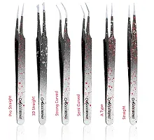 Alluring Ombre Black  Red Tweezers for Eyelash Extension for Volume Lashes 3D, 5D  6D lashes - PRO STRAIGHT TWEEZERS-thumb1