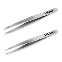 Precision Tweezers for Eyebrows-NLM Tweezers Set for Ingrown Hair Removal, Professional Brow Remover Tools for Women and Girls, Hair Plucking Daily Beauty Tool with Leather Case-thumb1