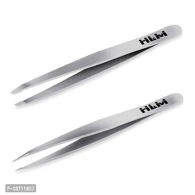 Precision Tweezers for Eyebrows-NLM Tweezers Set for Ingrown Hair Removal, Professional Brow Remover Tools for Women and Girls, Hair Plucking Daily Beauty Tool with Leather Case-thumb2