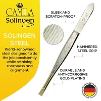 Straight: Camila Solingen Cs31 3 1/2 Gold Tipped Tweezers (Straight)-thumb4