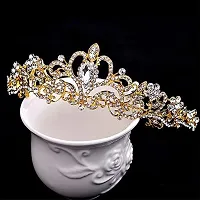 Yilanair Gold: Sparkle Metal Jeweled Crystal Rhinestone Queen Crown Tiara Headband Bridal Pageant (Gold)-thumb3