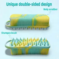 Silicone Body Scrubber Soft Body Brush for Use in Shower Gentle Exfoliating Loofah Silicone Scalp Massager 2 in 1 Bath and Shampoo Brush for Women Men Lathers Well Easy to Clean (Camouflage Green)-thumb3