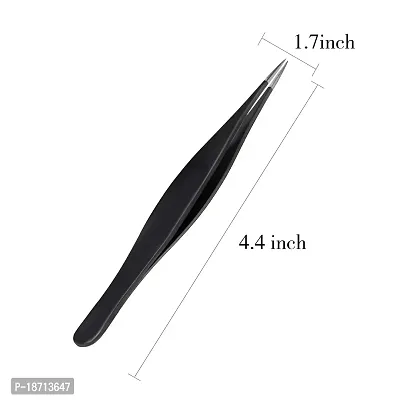 6 Pieces Ingrown Hair Tweezers Precision Needle Nose Pointed Tweezers Stainless Steel Tweezers for Facial Hair Eyebrow Blackhead Remover (Black)-thumb2