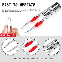 2 Pieces Tweezers with LED Light Hair Removal Lighted Tweezers Makeup Tweezers with Light for Women Precision Eyebrow Hair Removal Tweezers Stainless Steel Tweezers (Red)-thumb4