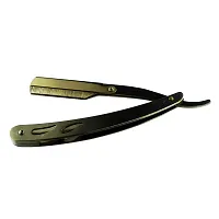 Stainless Steel Straight Edge Barber Shaving Razor Folding Straight Razor Gold Single Edge Replaceable Blades fit for All of Double Edge Razor Blades (Gold)-thumb2