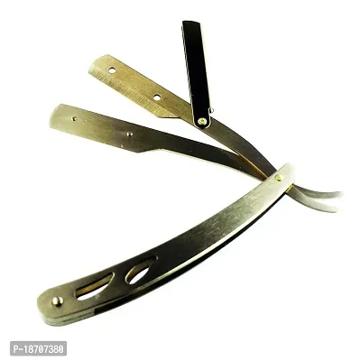 Stainless Steel Straight Edge Barber Shaving Razor Folding Straight Razor Gold Single Edge Replaceable Blades fit for All of Double Edge Razor Blades (Gold)-thumb4