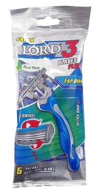 LORD Triple Plus 3 Blade Disposable Razor for Men, Pack of 5-thumb1