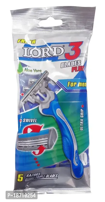 LORD Triple Plus 3 Blade Disposable Razor for Men, Pack of 5-thumb2