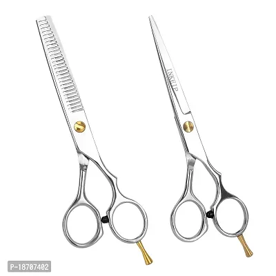 Professional Hair Scissors Kits Barber/Salon Stainless Steel Hair Cutting Shears Set Thinning/Texturizing Scissors 6.5 inch Hairdressing Stylist Shears with Case For Home Men Women Kids-thumb0