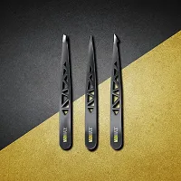 Man Made: Set of 3 Precision Tweezers, For Beards, Mustache and Eyebrows, Tweezers, Pointed Tip, Slanted Tip, and Flat Tip Become a Better Man (Yellow)-thumb1