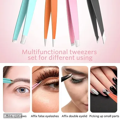 Tweezers for Eyebrows, Stainless Steel Precision Tweezers for Women and Men, Makeup TweezersAcirc;?Set Brow Remover TweezerAcirc;?forAcirc;?Ingrown Hair Removal kits, Beauty Tools for Ladies Girls-thumb5