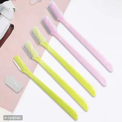 10 Pack Eyebrow Razor [Extra Precision] Facial Hair Remover, SourceTon Pink and Green, Exfoliating Tool - Smooth Facial Shave with Precision Cover for Men  Women-thumb2