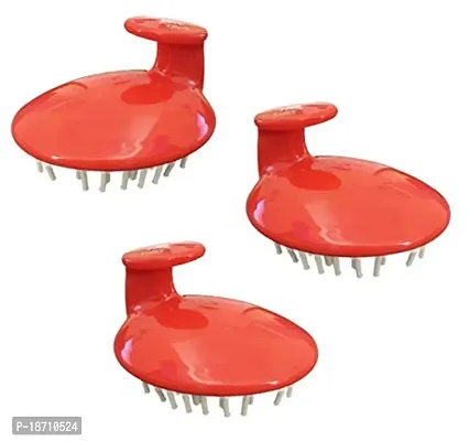 Hair Scalp Massager Shampoo Brush Red 3 pack, GBS [Wet  Dry] Manual Head Scalp Massage Brush, Soft Silicone Bristles Care for The Scalp, Exfoliate and Remove Dandruff, Promote Hair Growth - Red