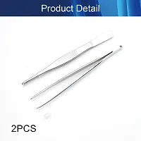 Hegebeck 304 Stainless Steel Tweezers Straight Tweezer Multi Purpose Tweezers Flat Round Tip for Plants, Facial Ingrown Hairs Splinter Remover Daily Beauty Tool with Round Tip 125mm 2pcs-thumb3