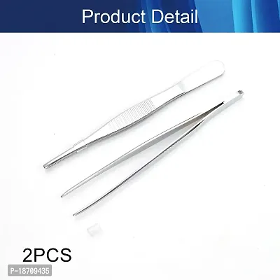 Hegebeck 304 Stainless Steel Tweezers Straight Tweezer Multi Purpose Tweezers Flat Round Tip for Plants, Facial Ingrown Hairs Splinter Remover Daily Beauty Tool with Round Tip 125mm 2pcs-thumb4