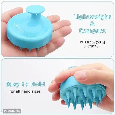 FREATECH Scalp Massager Shampoo Brush with Long  Flexible Silicone Bristles for Hair Care and Head Relaxation, Glide Through Hair Easily, Dandruff Removal and Itching Relief, Wet and Dry, Light Blue-thumb2