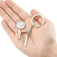 PESOENTH Hairdressing Hair Dryer/Scissor/Comb Hairdresser Keychains Hair Stylist Car key ring Women Men Gift 2pc-thumb4