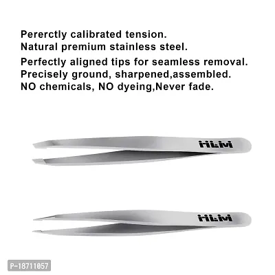 Precision Tweezers for Eyebrows-NLM Tweezers Set for Ingrown Hair Removal, Professional Brow Remover Tools for Women and Girls, Hair Plucking Daily Beauty Tool with Leather Case-thumb5