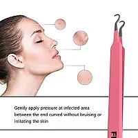 Blackhead Acne Extraction Tweezers - FEITA Pro  Surgical-Grade Stainless Steel Bend Curved Comedone Extractor Tweezer Tool for Remove Whitehead and Clogged Pores, Pimple - Pink-thumb1