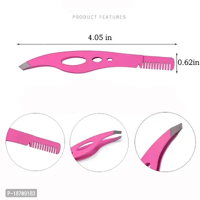 Slant Tweezers-Tweezer Professional Pink Stainless Steel Slant Tip Tweezer-The Best Precision Eyebrow Tweezers with comb-thumb4