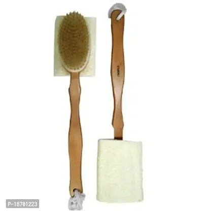 Swissco Double Sided Wooden Bath Brush Natural Bristle/Loofah-thumb0