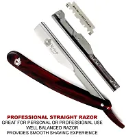 Krisp Shave Men's Beauty Professional Classic Straight Edge Manual Beard Cut Throat Shavette Razor with 10 Shaving Blades-thumb2