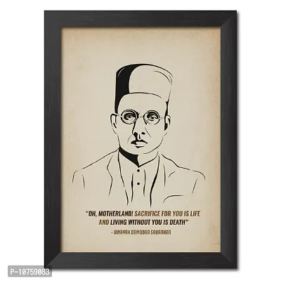 inspire TA Vinayak Damodar Savarkar Poster Freedom Fighters Inspirational Quotes Paintings For Office Room Wall Frames, Wall Art Laminated Poster With Black Frames (12 X 9 INCH)