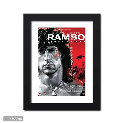inspire TA Rambo Poster First Blood Vintage Hollywood Vintage Movie Poster Sylvester Stallone Collection Framed Poster Painting (12 X 9) Inch