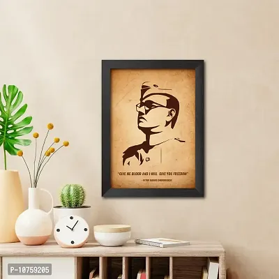 inspire TA Subhas Chandra Bose Poster Freedom Fighters Inspirational Quotes Paintings For Office Room Wall Frames, Laminated Poster With Black Frame (12 X 9 INCH)-thumb3