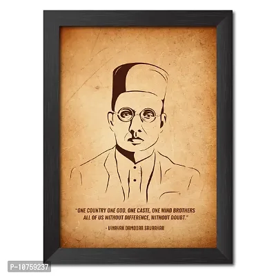 inspire TA Vinayak Damodar Savarkar Poster Freedom Fighters Inspirational Quote Painting For Office Room Wall Frames, Wall Art Laminated Poster With Black Frames (12 X 9 INCH)